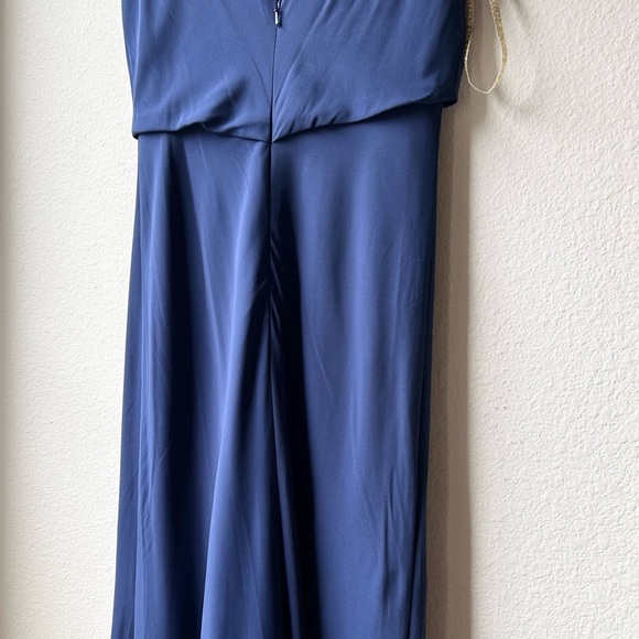 Jenny Yoo Madelyn Crepe De Chine Maxi Dress Gown in Navy Blue Sz 0 - Picture 13 of 16
